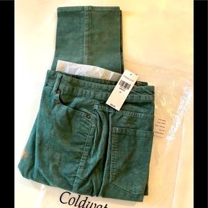 corduroy Hi waist straight leg 5 pocket Jean size 6 tall/34" Sage green color